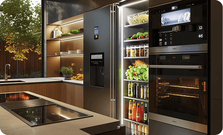 Commercial kitchen refrigeration, oven and cooking equipment